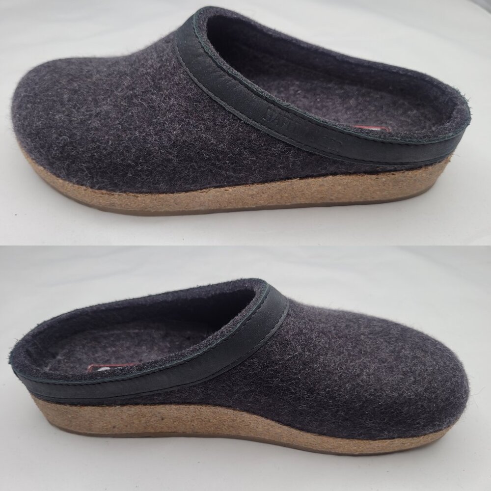HAFLINGER GZL Charcoal Wool Felt Clog Size 39 Cork Winter Unisex